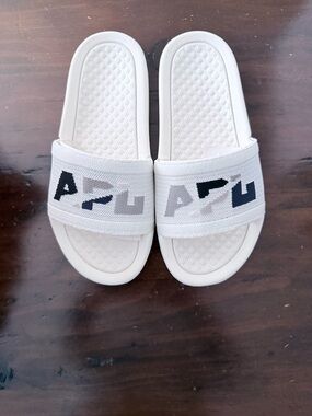 APL White Slide Sandals with Graphic Strap